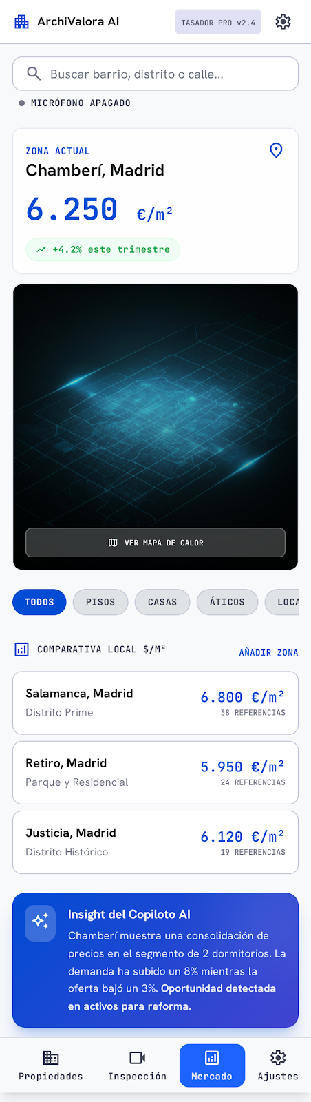 ArchiValora AI Market Comparison Screen